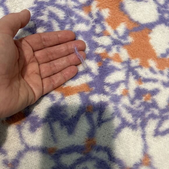 Anthropologie Cozy Knit Fable Throw Blanket Purple White Orange - Picture 9 of 10